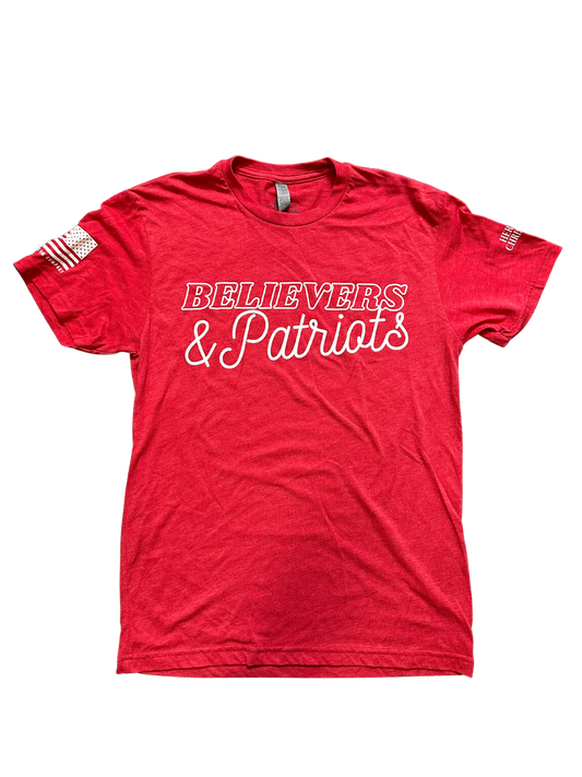 Tee Shirt: Patriots and Believers Red Triblend (Adult Sizing)
